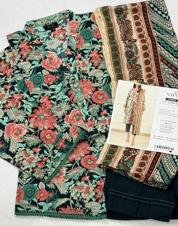 SAYA Spring Best Premium Stitched Lawn 3-Pc