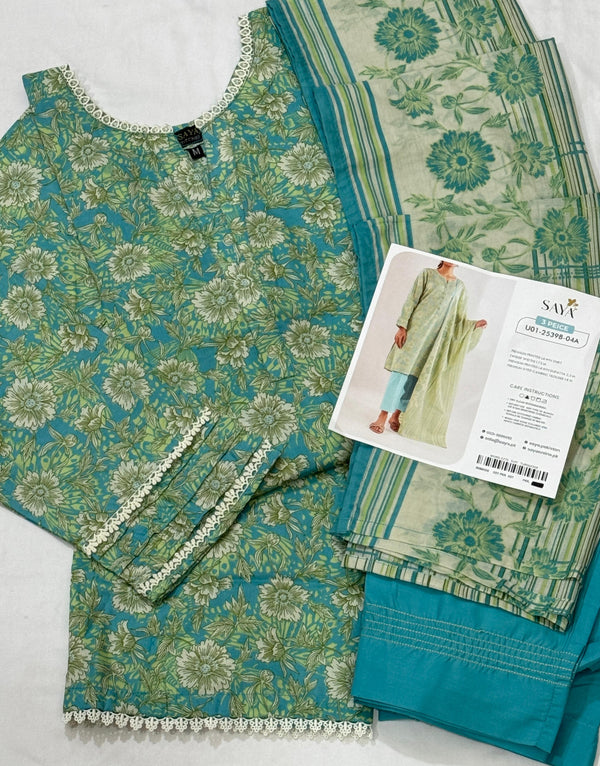 SAYA Spring Best Premium Stitched Lawn 3-Pc