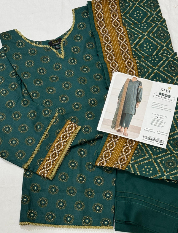 SAYA Spring Best Premium Stitched Lawn 3-Pc
