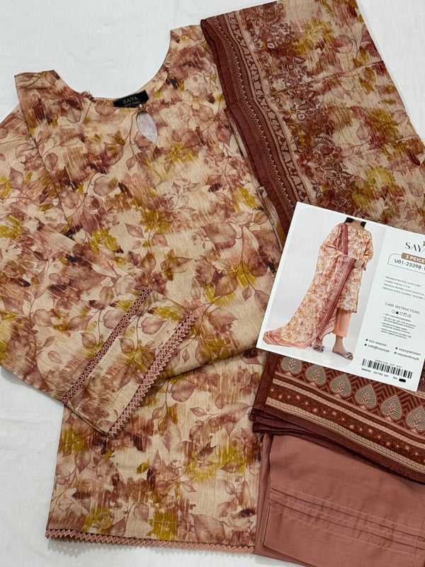 SAYA Spring Best Premium Stitched Lawn 3-Pc
