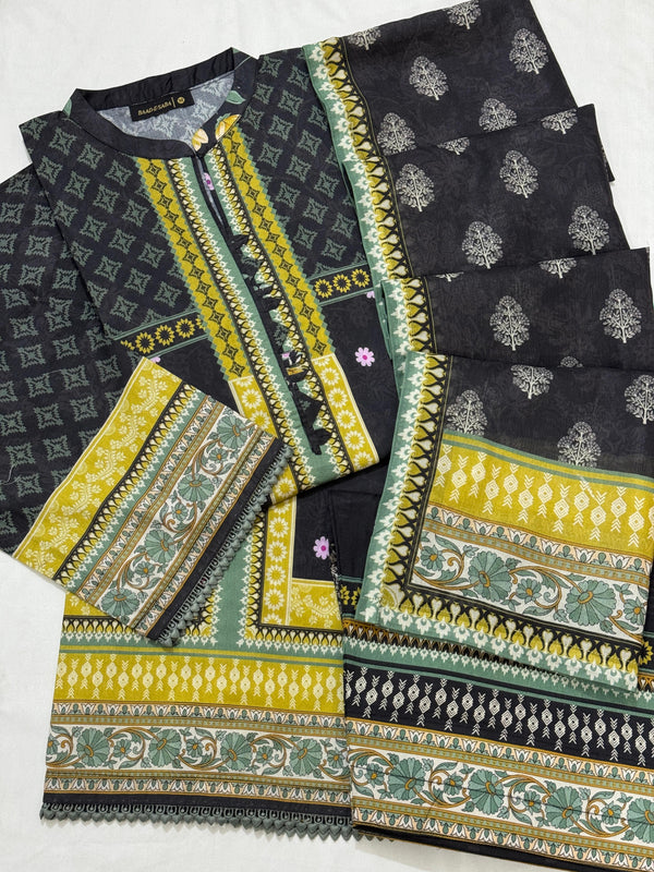 Baad e Saba Premium Printed 3-Pc Lawn with Farshi Shalwar 2025