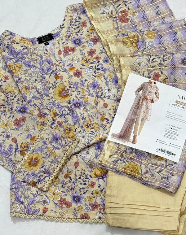 Saya jardin Premium printed Lawn Stitched with fancy dupatta