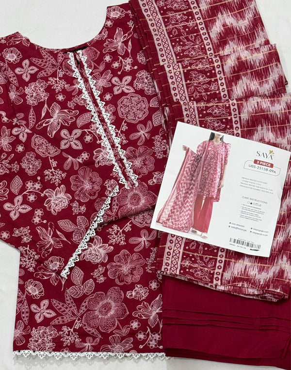 Saya jardin Premium printed Lawn Stitched with fancy dupatta