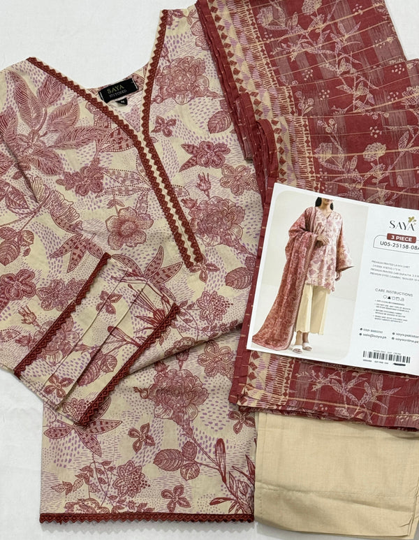 Saya jardin Premium printed Lawn Stitched with fancy dupatta