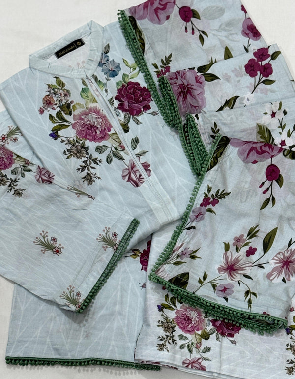 Baharaan Lawn By Baad e Saba Along 4 Side Dupatta Lace