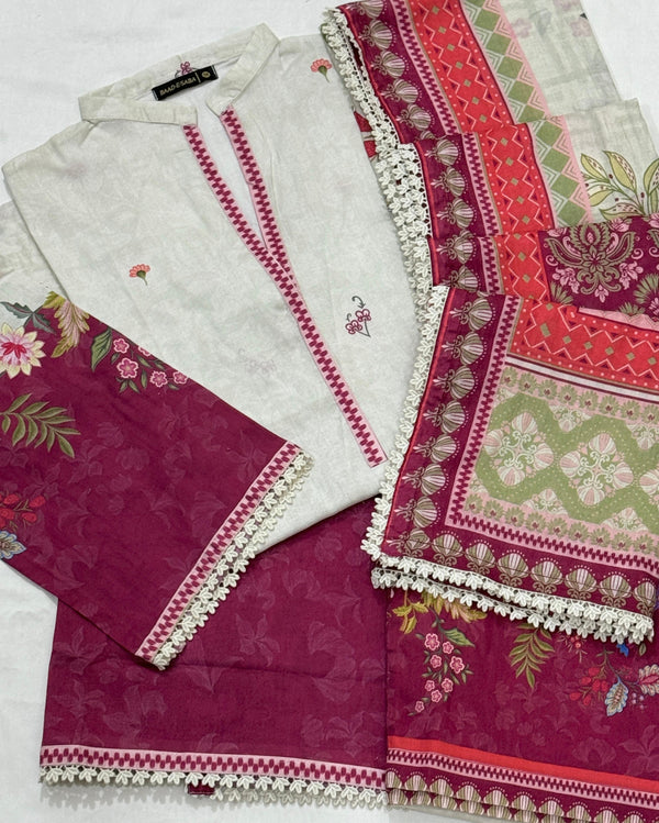 Baharaan Lawn By Baad e Saba Along 4 Side Dupatta Lace
