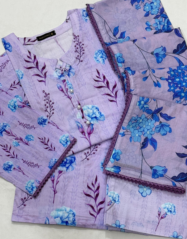Baharaan Lawn By Baad e Saba Along 4 Side Dupatta Lace