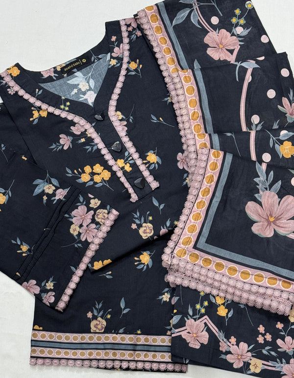 Baharaan Lawn By Baad e Saba Along 4 Side Dupatta Lace
