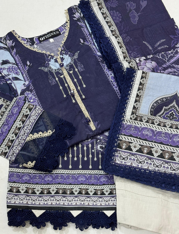 Firdous Lawn Stitched 3-Pc