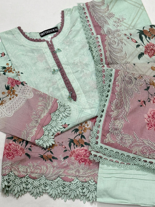 Firdous Lawn Stitched 3-Pc