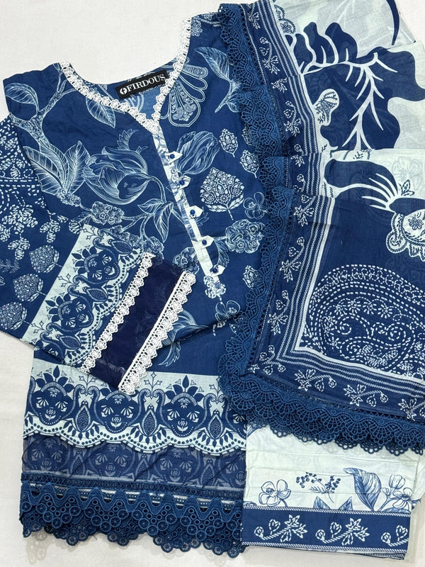 Firdous Lawn Stitched 3-Pc