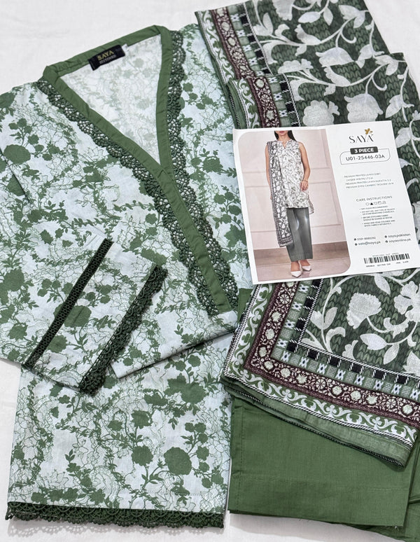 Saya Best Seller Premium Lawn Stitched 3-Pc ( Hit Codes )