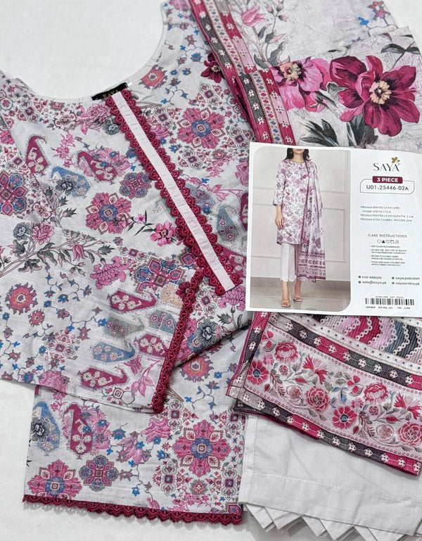 Saya Best Seller Premium Lawn Stitched 3-Pc ( Hit Codes )
