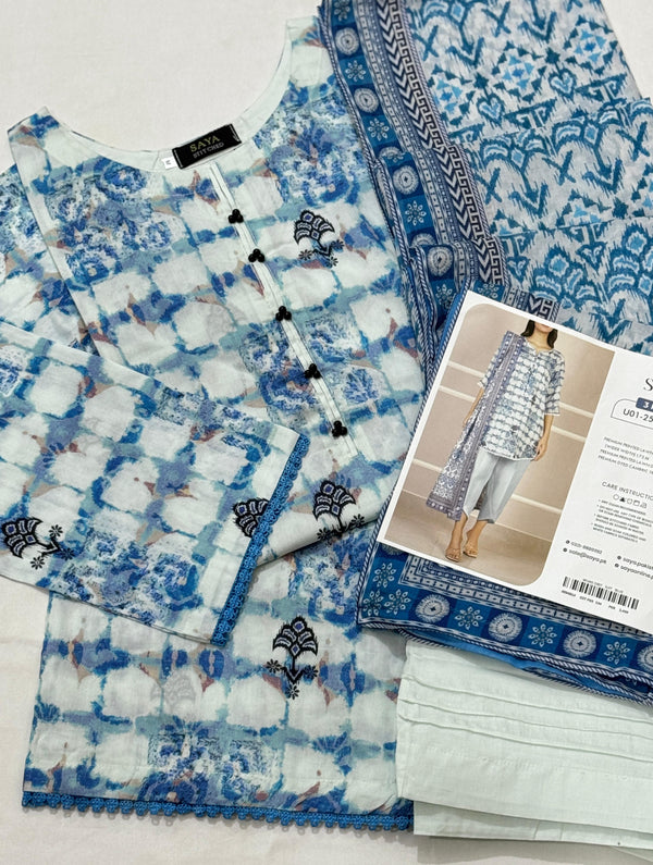 Saya Best Seller Premium Lawn Stitched 3-Pc ( Hit Codes )