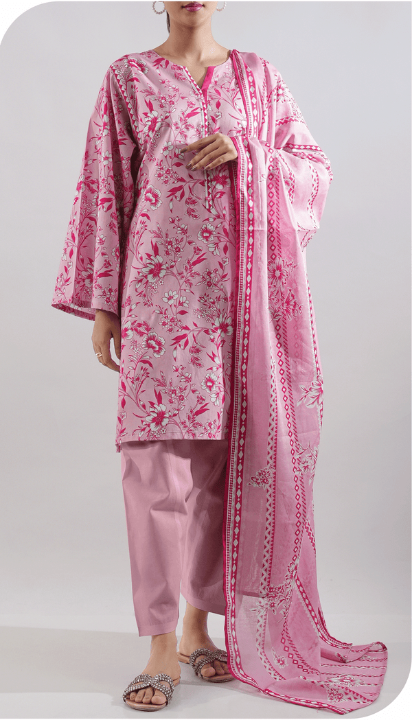 Saya Porcelian Bloom Premium Printed Lawn 3-Pc Stitched