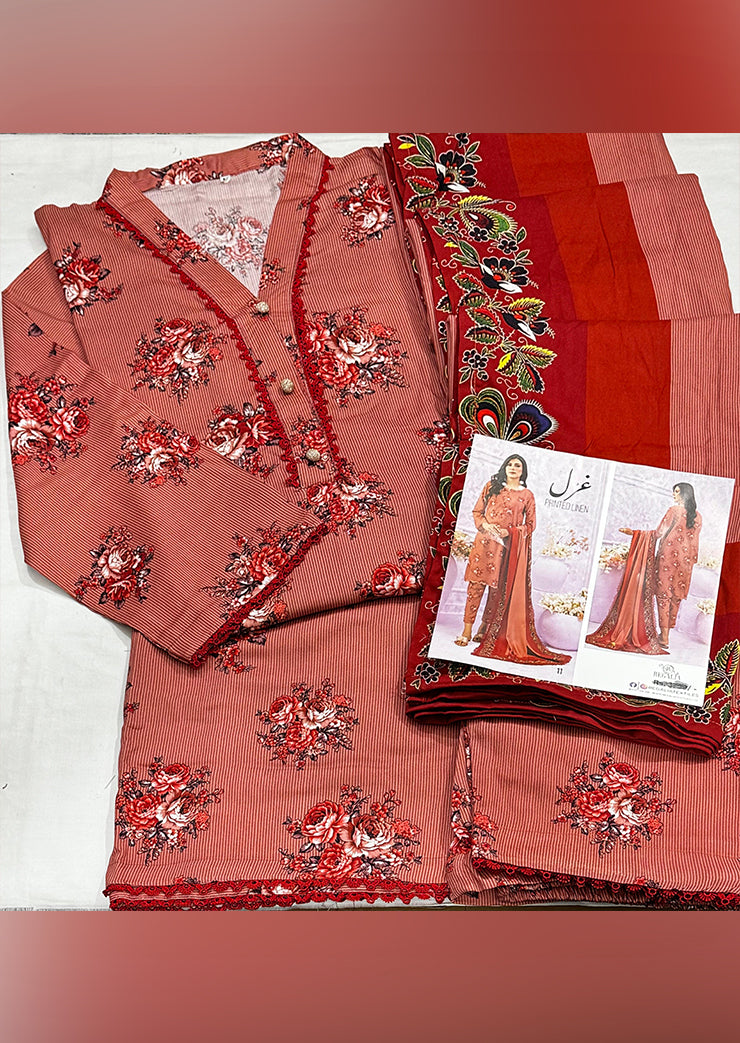 Ghazal By Regalia Printed linen 3-Pc Stitched